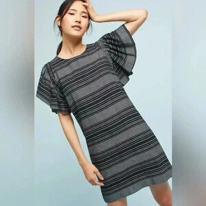 Anthropologie | Moon River | Grey & Black Denmark Striped Tunic Dress Size XS